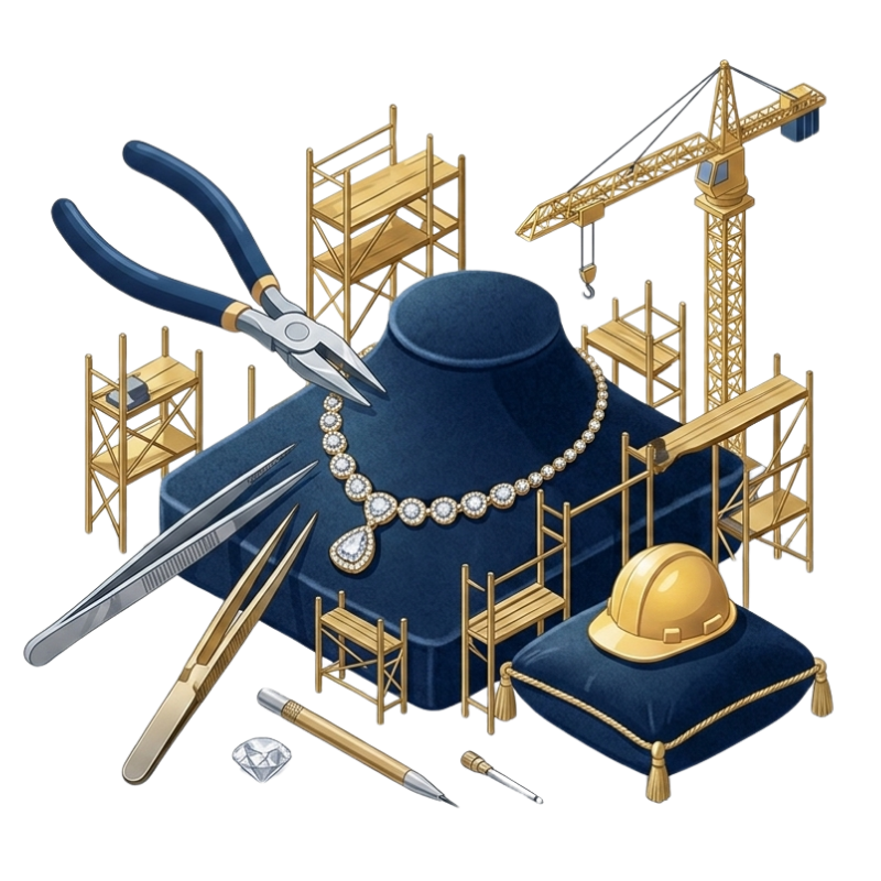 Ilustración de joyería en construcción